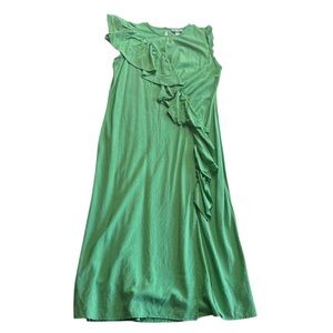 Green Ruched Wrap Midi Dress for Cocktail Parties